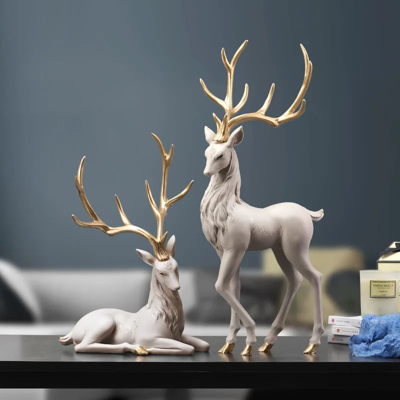 35cm High-End Deer Sculpture Royal Lights & Home Decor