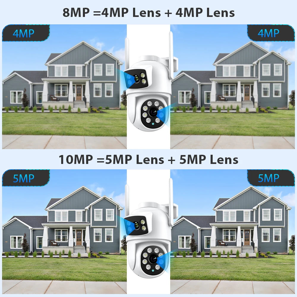 8MP Wifi Camera PTZ Outdoor Dual Screen Human Detection Dual Lenses 10MP Security Protection IP Camera Royal Lights & Home Decor