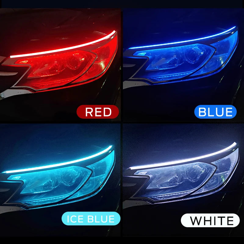 2pcs LED DRL Car Daytime Running Light Flexible Waterproof Strip Royal Lights & Home Decor