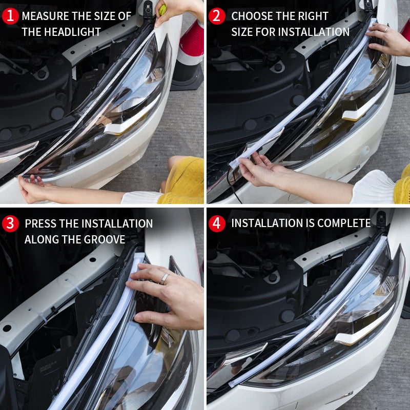 2pcs LED DRL Car Daytime Running Light Flexible Waterproof Strip Royal Lights & Home Decor