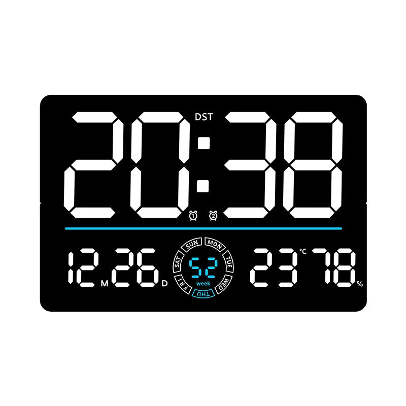 Large Digital Wall Clock 10 Brightness Adjustment Dual Alarm LED Clocks