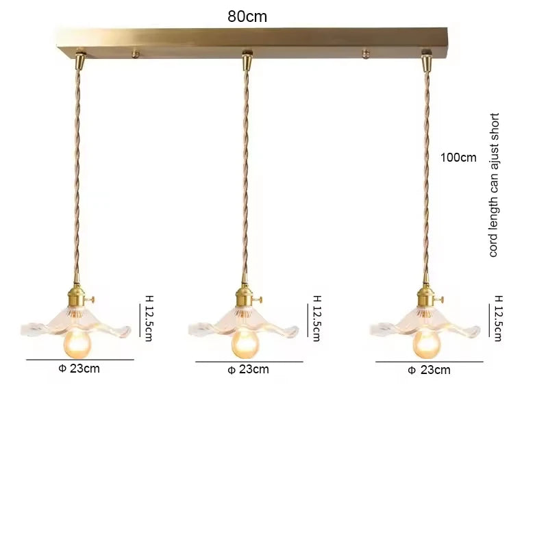LED Pendant Light Fixture Colorful Glass Copper Hanging Lamp