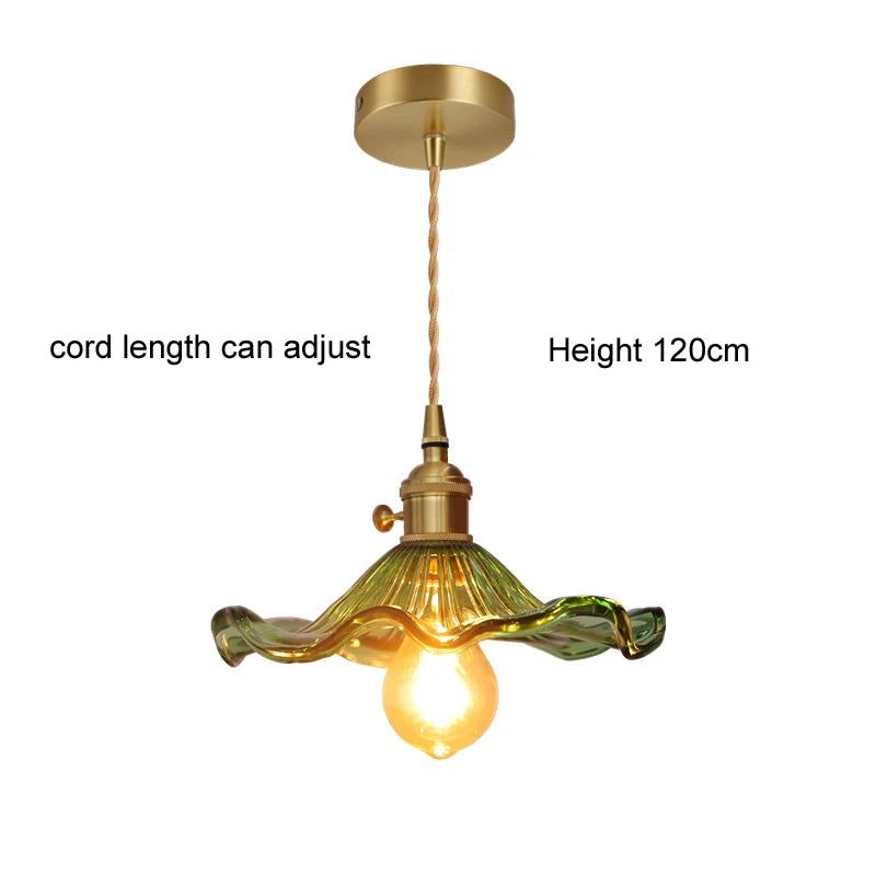 LED Pendant Light Fixture Colorful Glass Copper Hanging Lamp