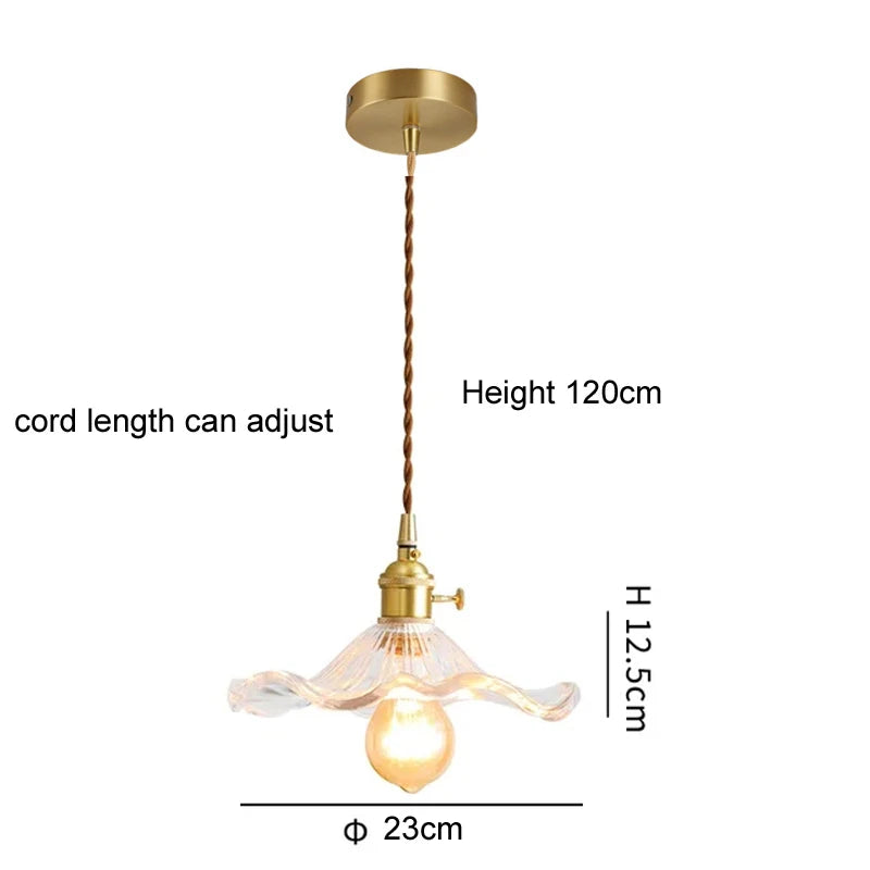 LED Pendant Light Fixture Colorful Glass Copper Hanging Lamp