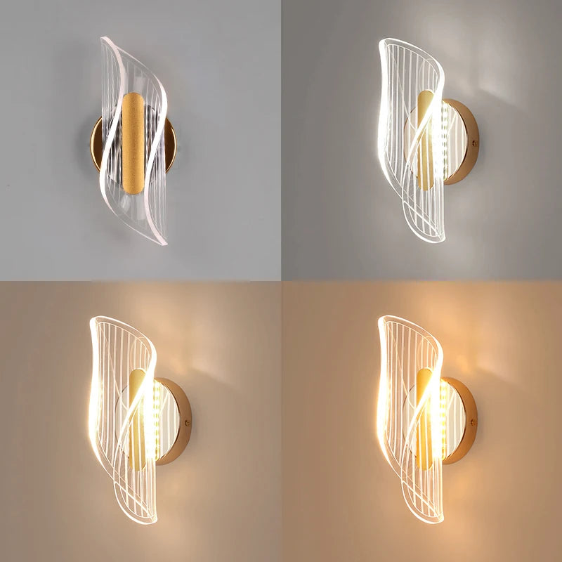 LED Wall Sconce Light Acrylic Bedside Wall Lamp 3-color light