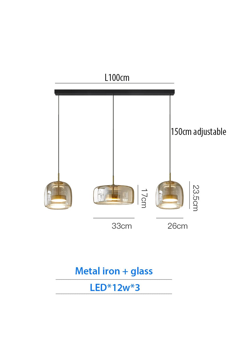 Luxury Designer Glass Chandelier with Adjustable Hanging Cord Elegant Cafe Lighting
