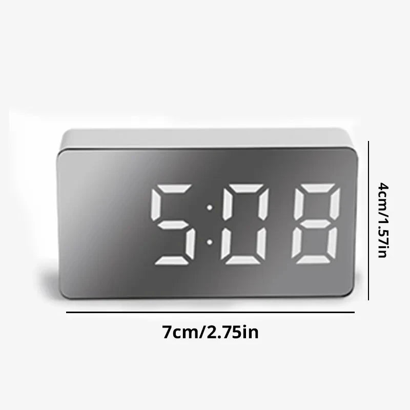 White LED Mirror Table Clock Snooze Display - Royal Lights & Home Decor