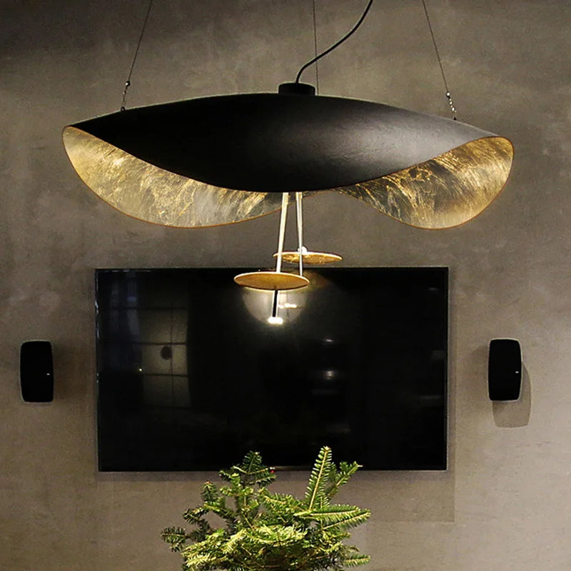 Modern Curved Chandeliers French Hat Art Design Eye Protection LED