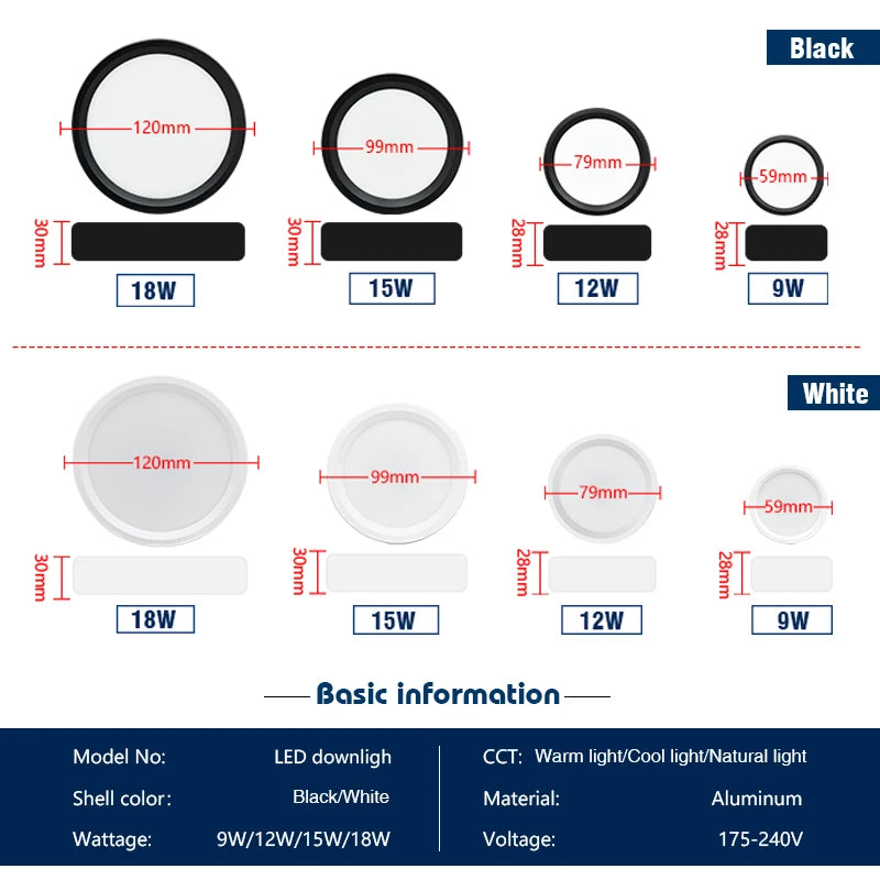 Led 220V Ceiling Downlights
