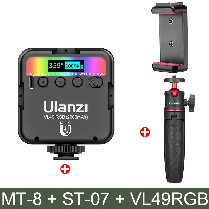 Full Color RGB LED Video Light 2500K-9000K 800LUX Magnetic