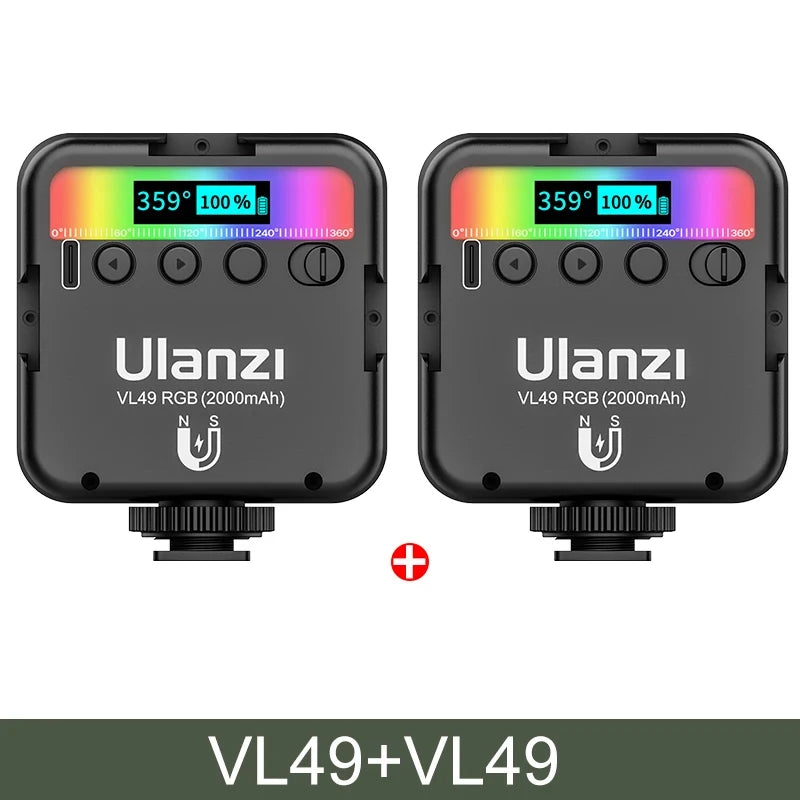 Full Color RGB LED Video Light 2500K-9000K 800LUX Magnetic