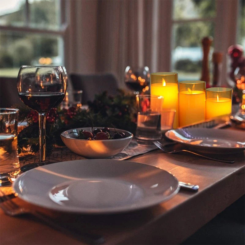 LED Glass Candle Full Set Remote Control Timer for Christmas Wedding Royal Lights & Home Decor