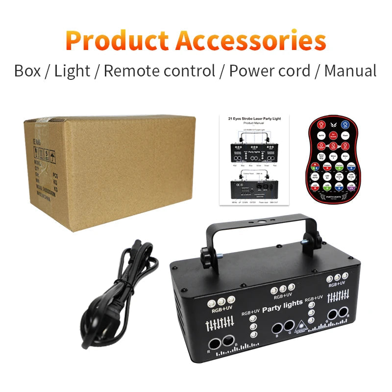21 Eyes Disco Lights For Home Automatic Memory Function Party Light Remote Control Royal Lights & Home Decor