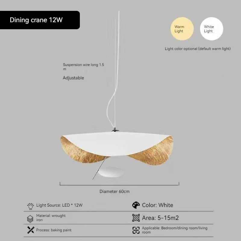 Modern Curved Chandeliers French Hat Art Design Eye Protection LED