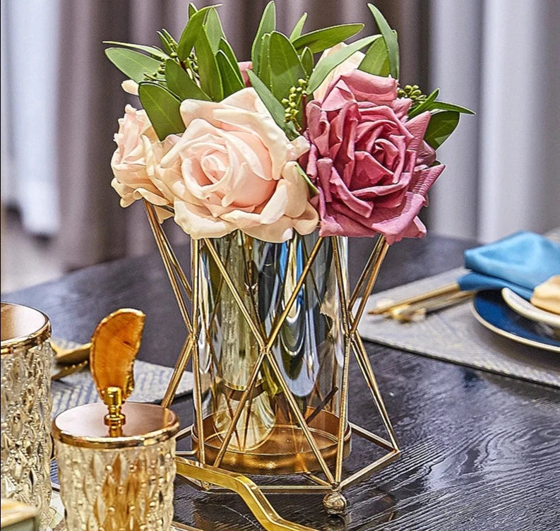 Golden Vase Metal Flowers Pot