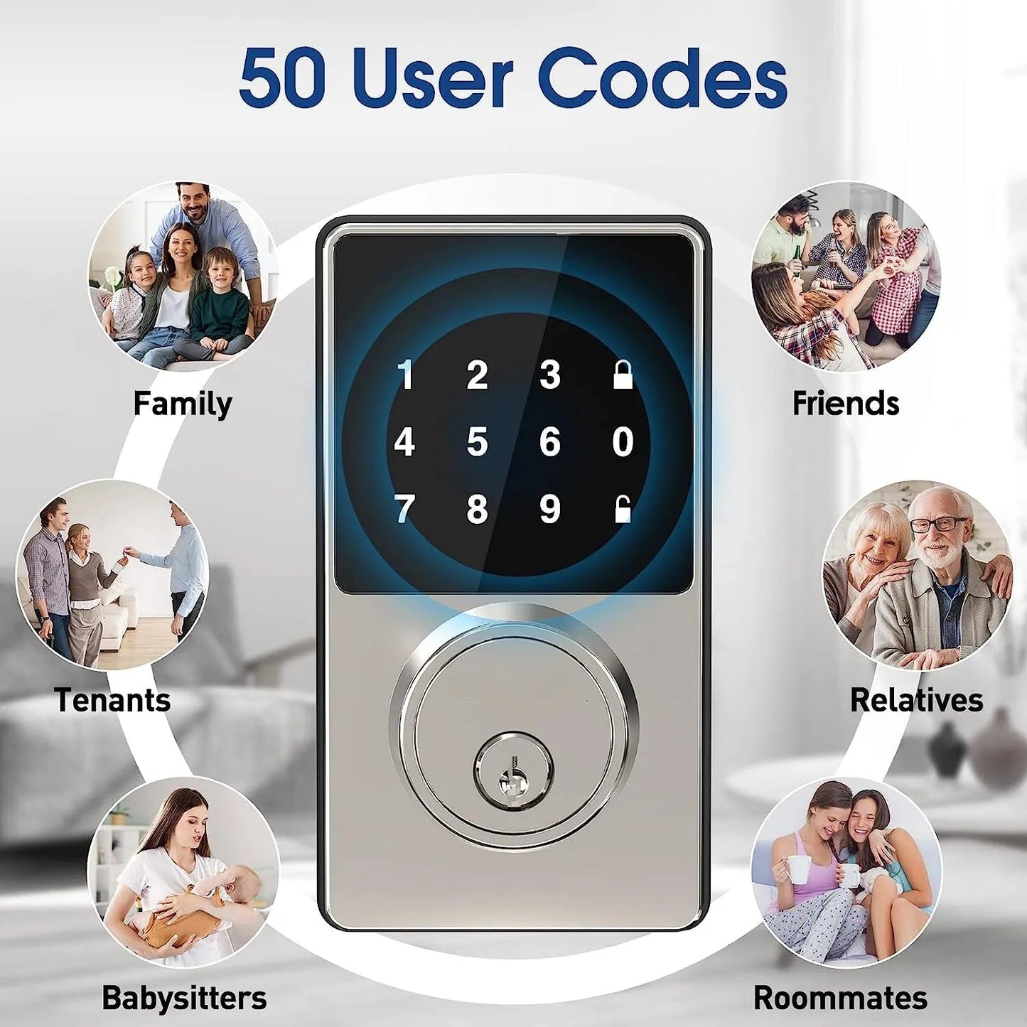 Smart Lock with password, Keyless Entry Door Lock with Touchscreen Keypads Royal Lights & Home Decor