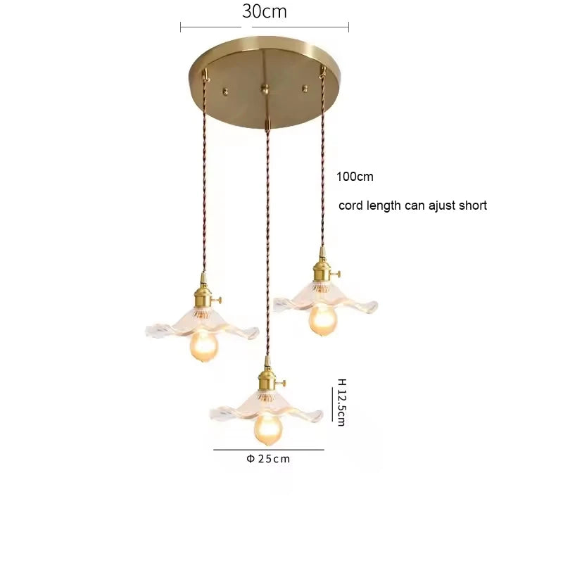 LED Pendant Light Fixture Colorful Glass Copper Hanging Lamp