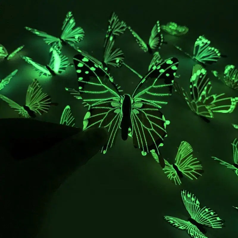 New 12Pcs Fashion 3D Luminous Butterfly Creative Wall Sticker Royal Lights & Home Decor