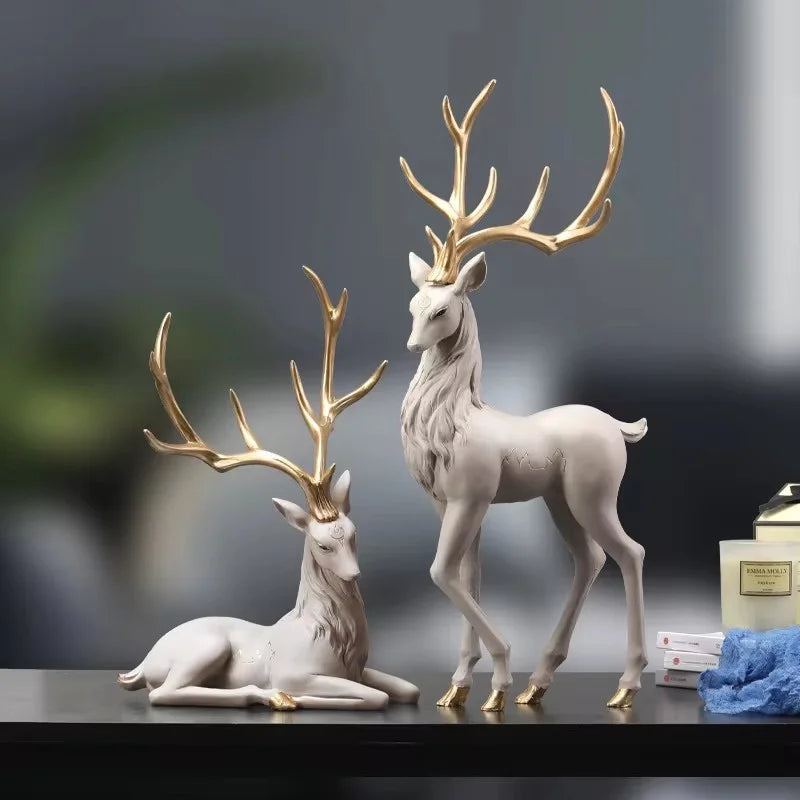 35cm High-End Deer Sculpture Royal Lights & Home Decor