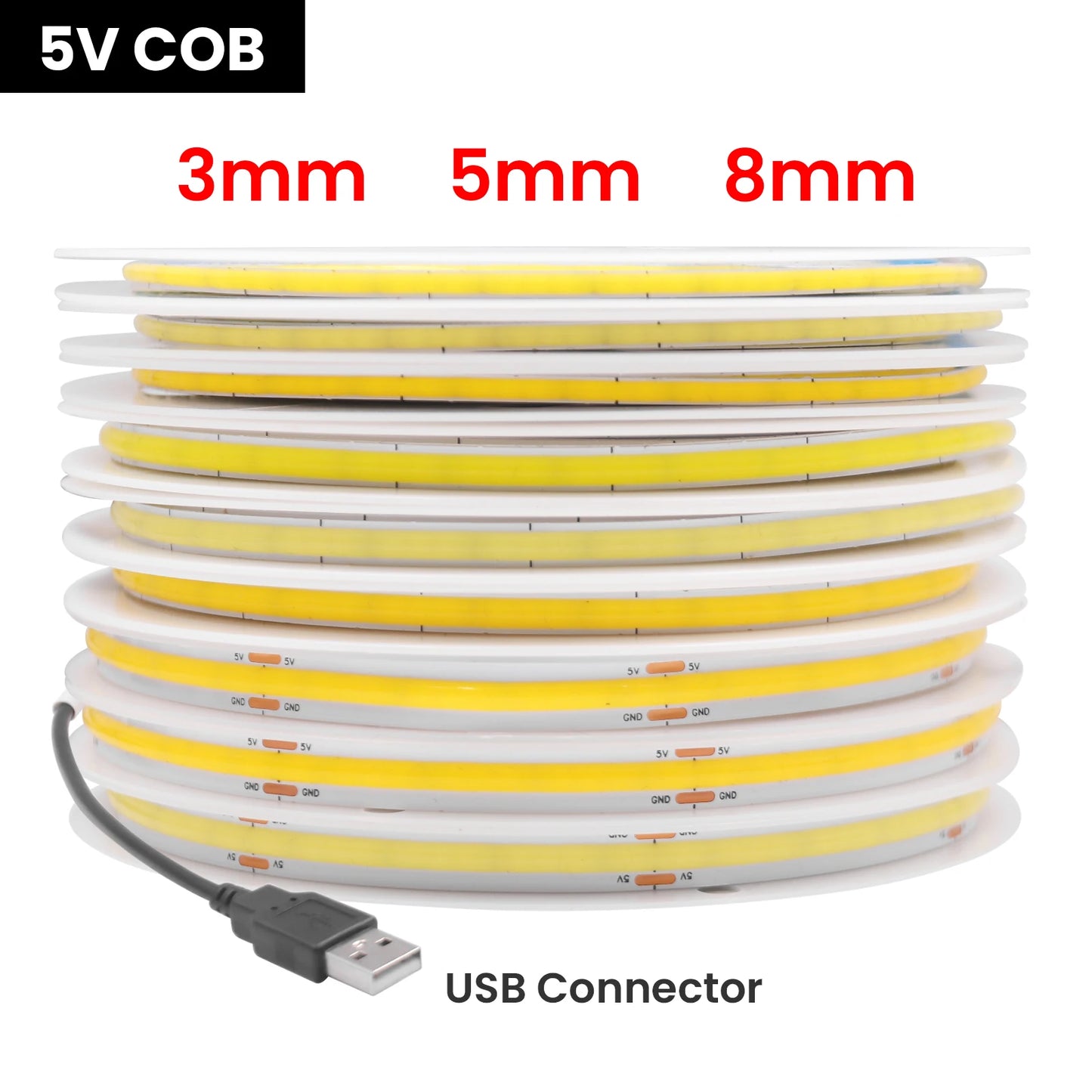 DC 5V USB COB Strip Flexible Ribbon Rope