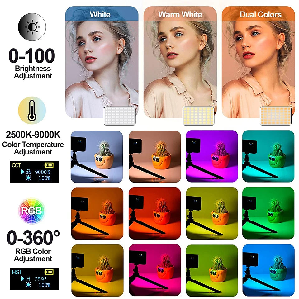 LED RGB Camera Light Full Color Output Video Light
