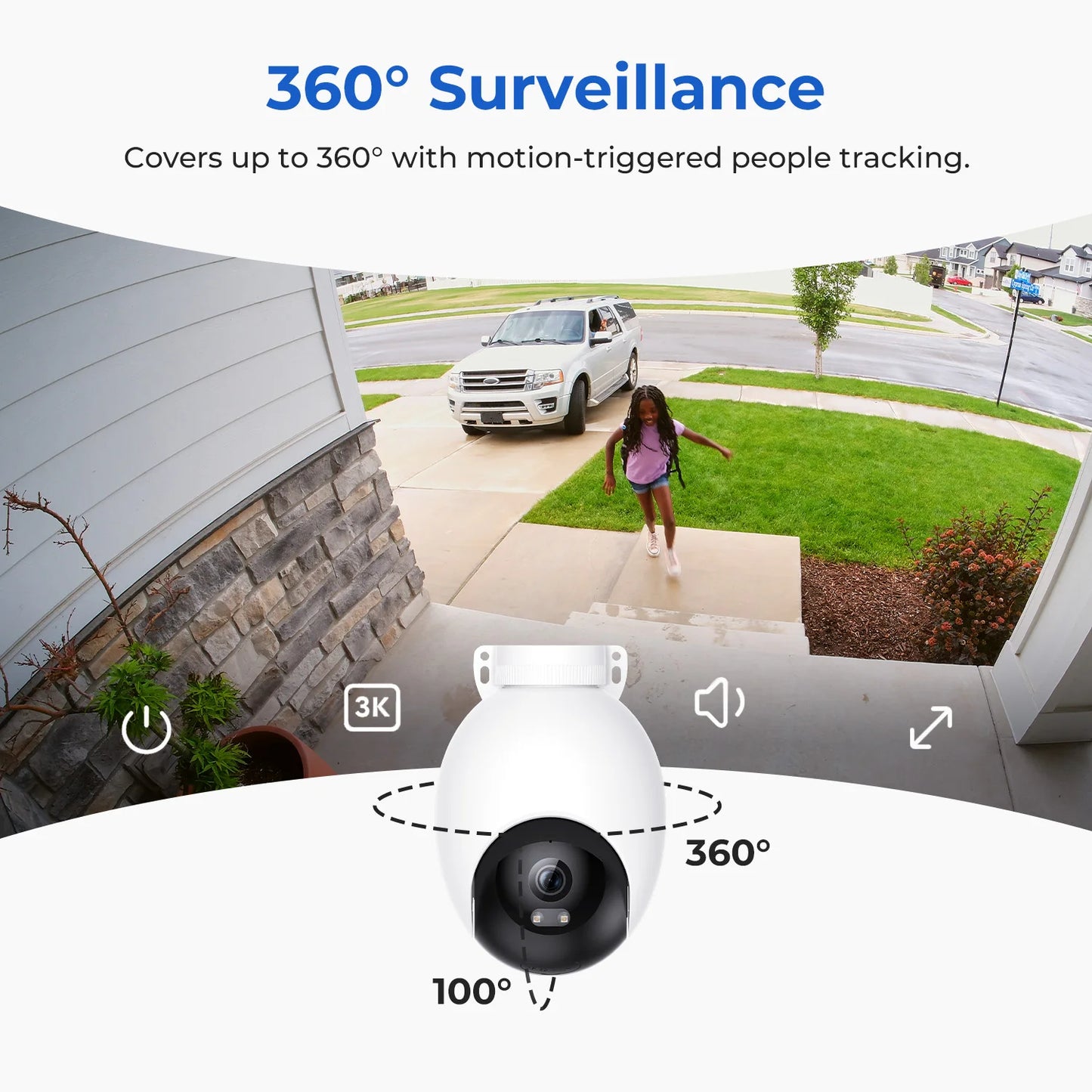 360° View WiFi 6 Camera for Home Security 24/7 Recording Auto-Tracking