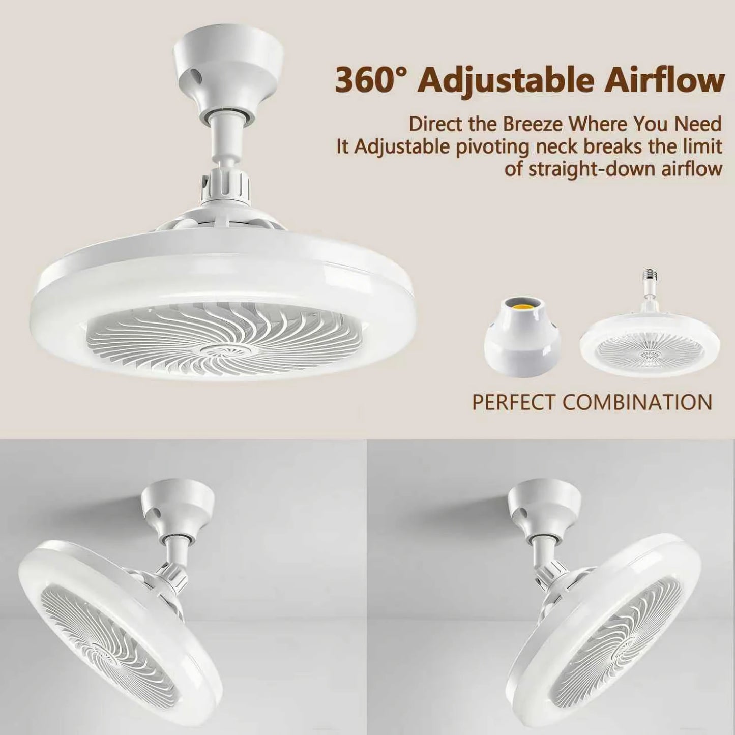 LED Ceiling Fan Light 50W With lamp holder Remote Control