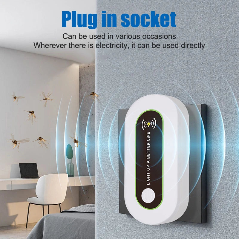 Ultrasonic Mosquito Repellent Repels US/EU/UK Plug No Noise