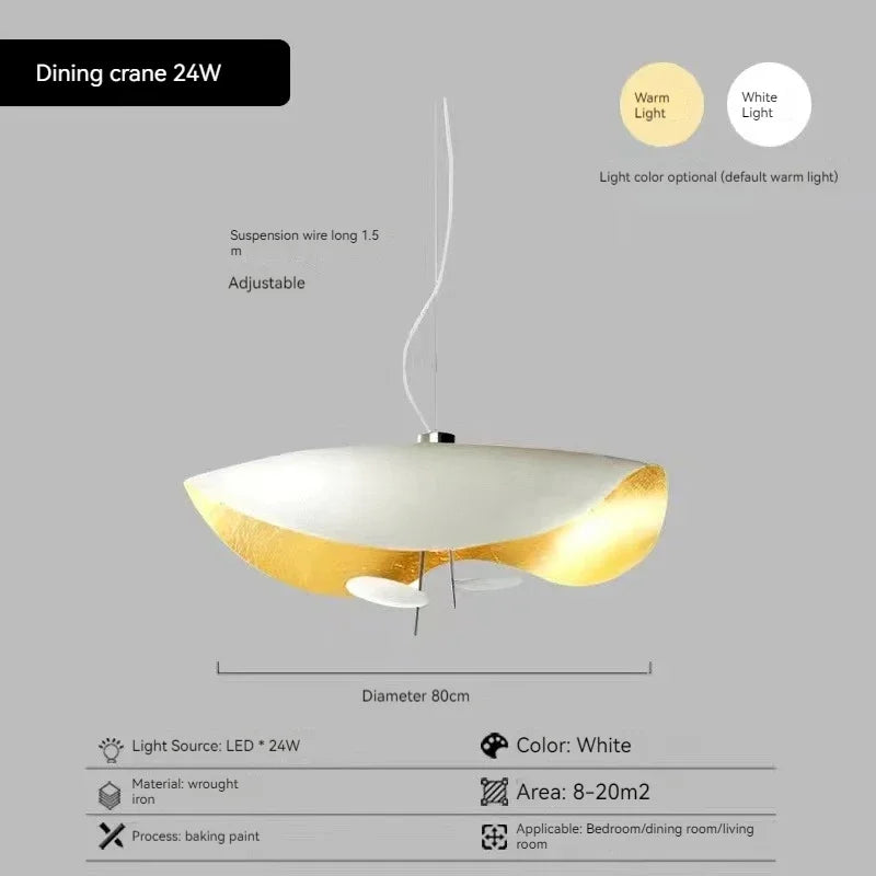 Modern Curved Chandeliers French Hat Art Design Eye Protection LED