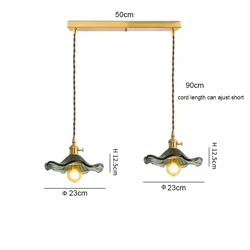 LED Pendant Light Fixture Colorful Glass Copper Hanging Lamp