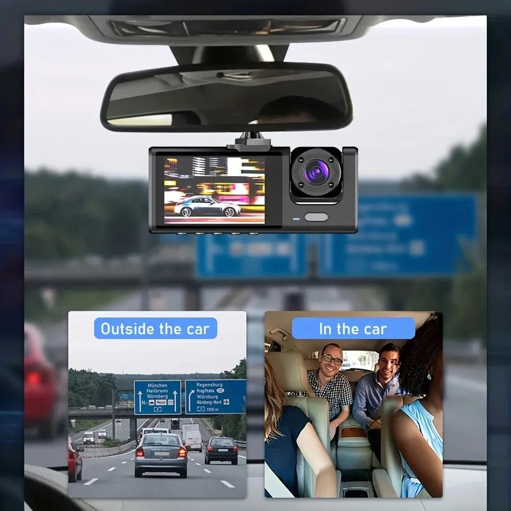 Dash Cam W/ IR Night Vision Loop Recording & 2" IPS Screen 1080P 3 Camera Royal Lights & Home Decor