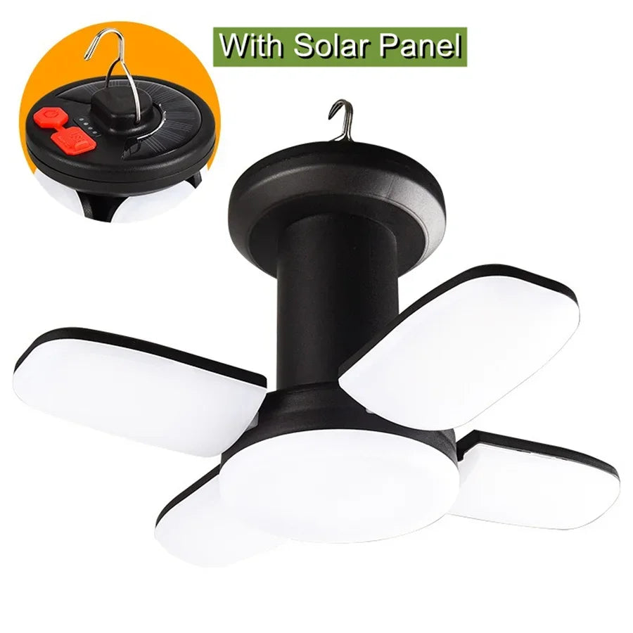 Solar Led Camping Light Outdoor Foldable Tent Lamp USB Rechargeable