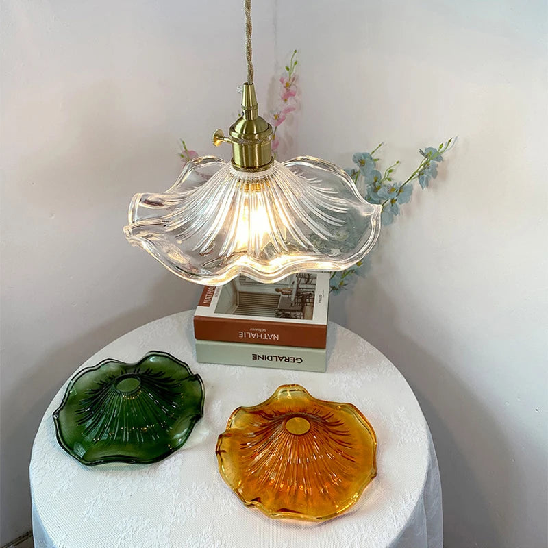 LED Pendant Light Fixture Colorful Glass Copper Hanging Lamp