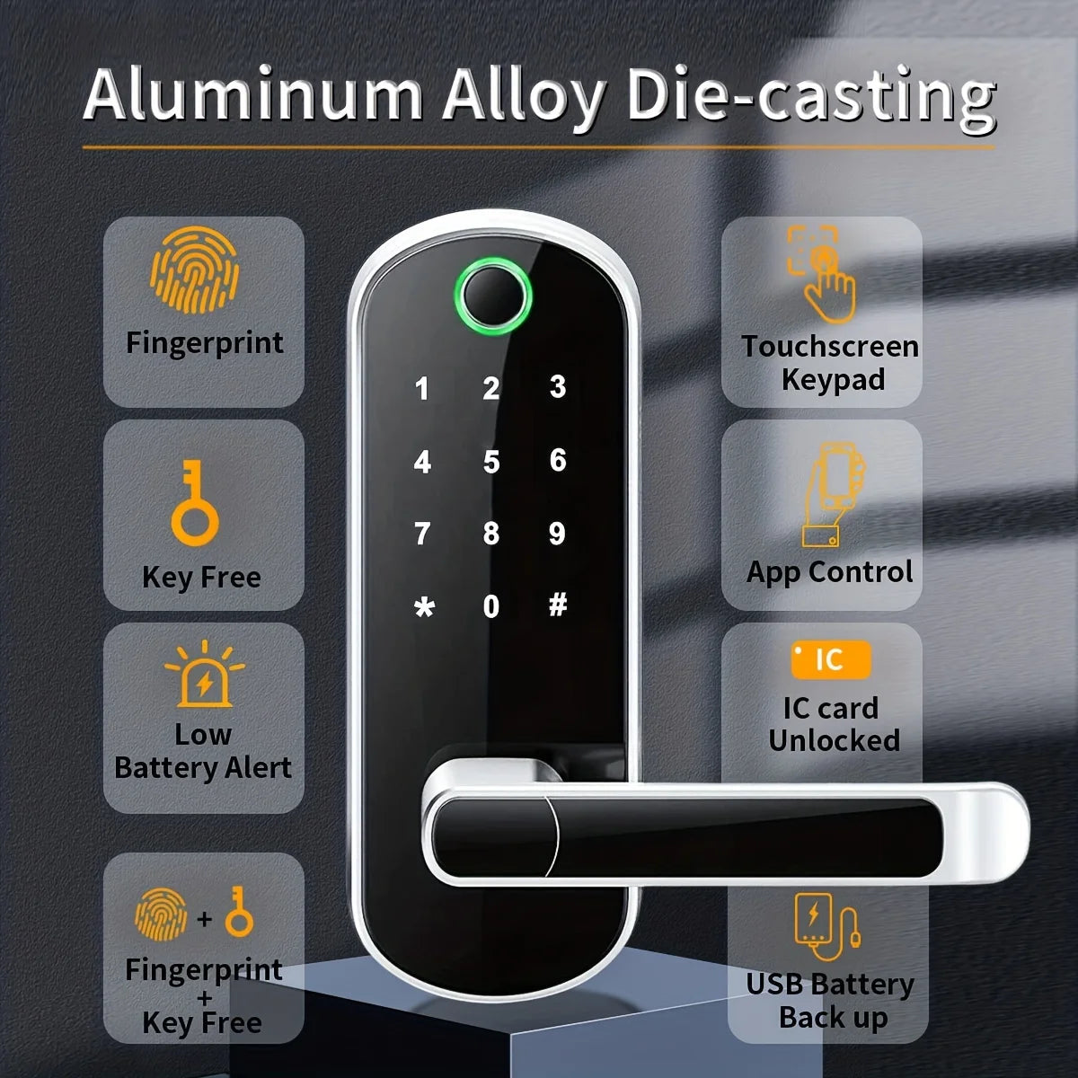 Smart Fingerprint Door Lock App Remote Control Keyless WIFI Digital Touchscreen Lock Royal Lights & Home Decor