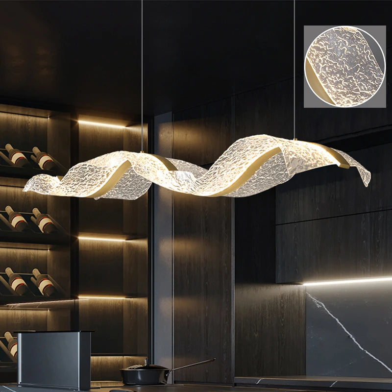 Creative Led Chandelier Design Long Wave Pendant Lights