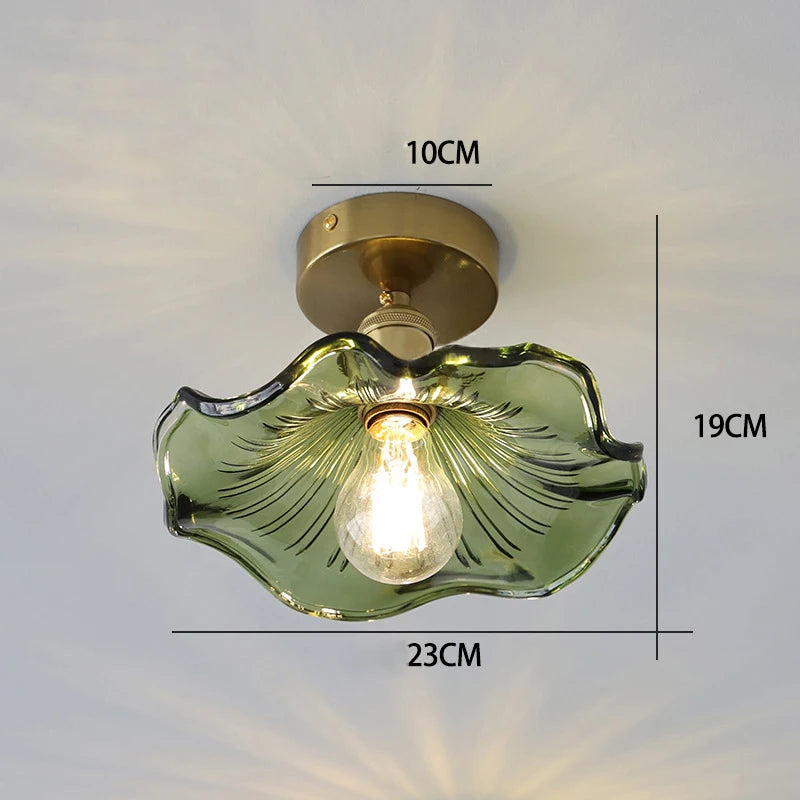 LED Pendant Light Fixture Colorful Glass Copper Hanging Lamp