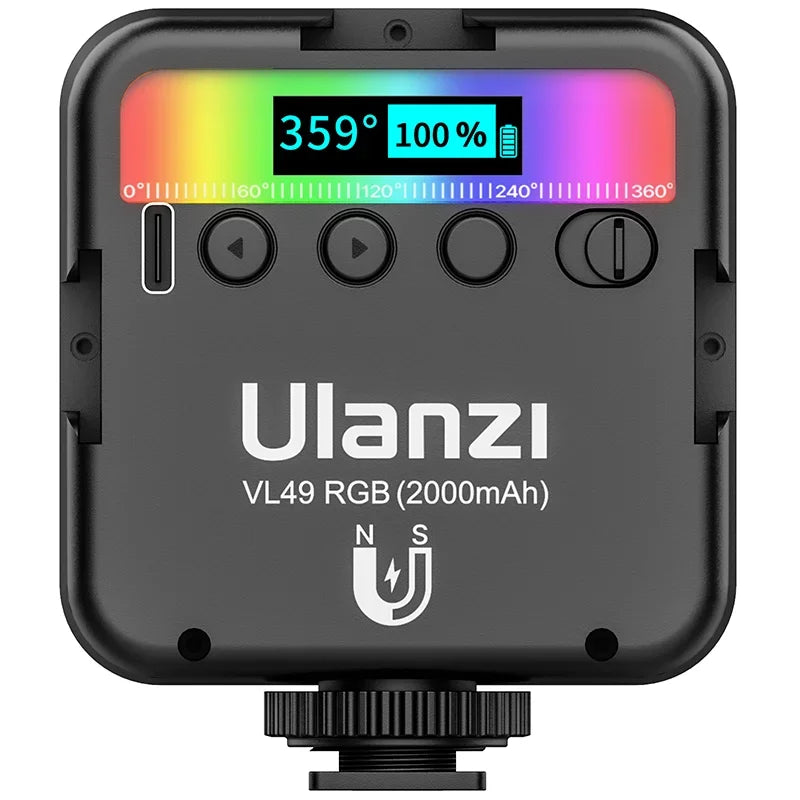 Full Color RGB LED Video Light 2500K-9000K 800LUX Magnetic