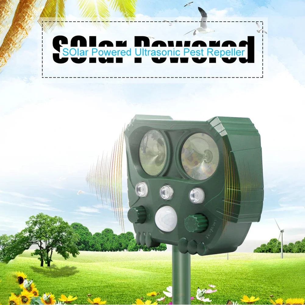 Solar Powered Animal Repeller Solar Ultrasonic Animals sonar Repellent