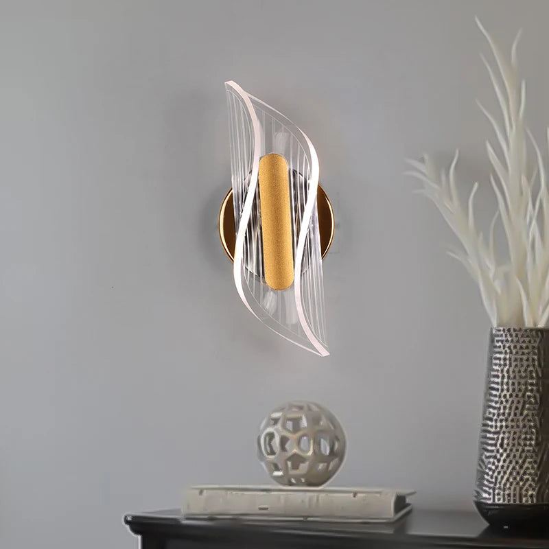 LED Wall Sconce Light Acrylic Bedside Wall Lamp 3-color light