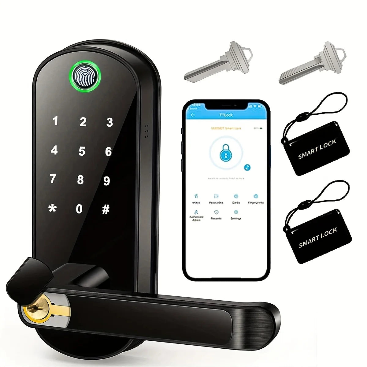 Smart Fingerprint Door Lock App Remote Control Keyless WIFI Digital Touchscreen Lock Royal Lights & Home Decor