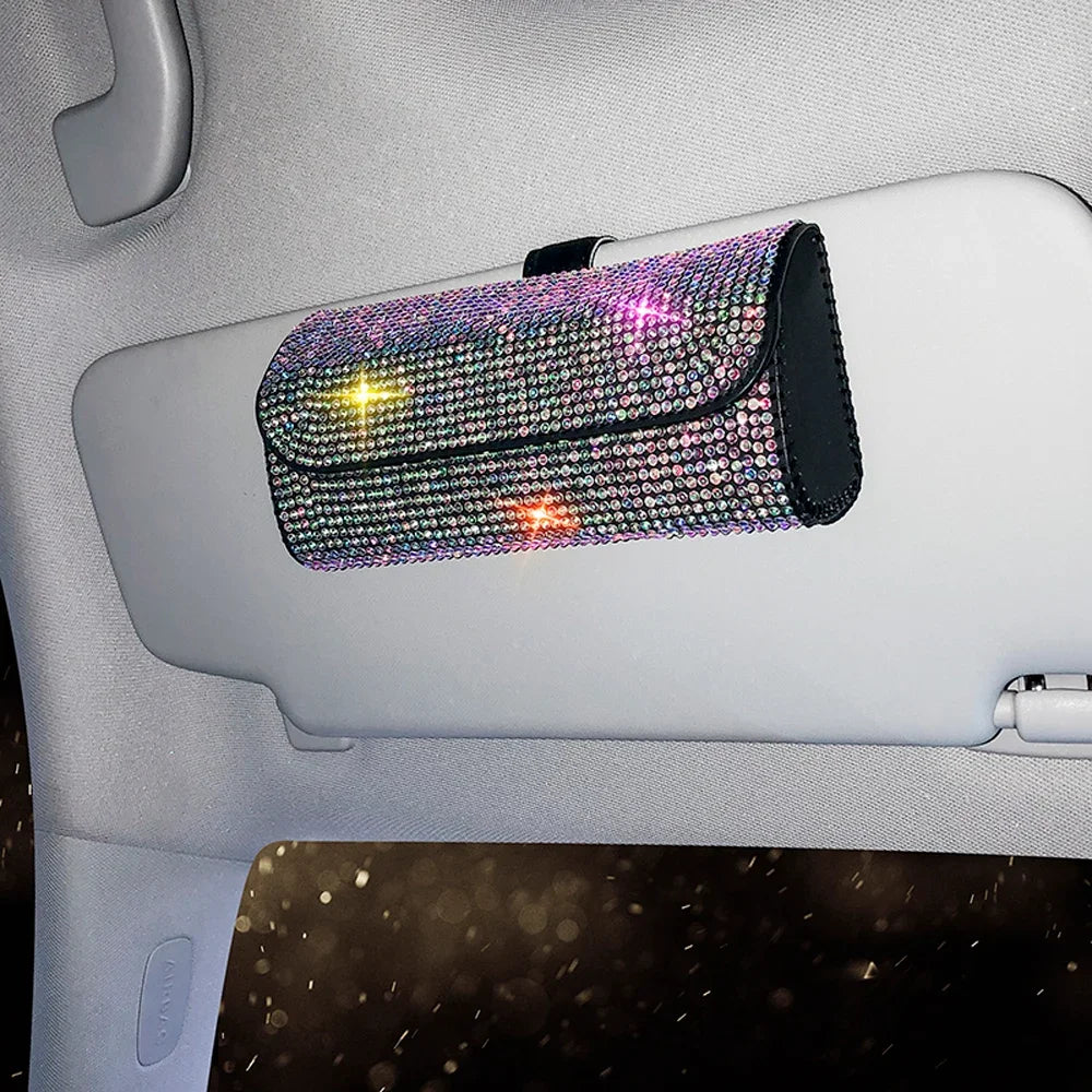 Diamond Car Glasses Case Sunglasses Storage Box Royal Lights & Home Decor