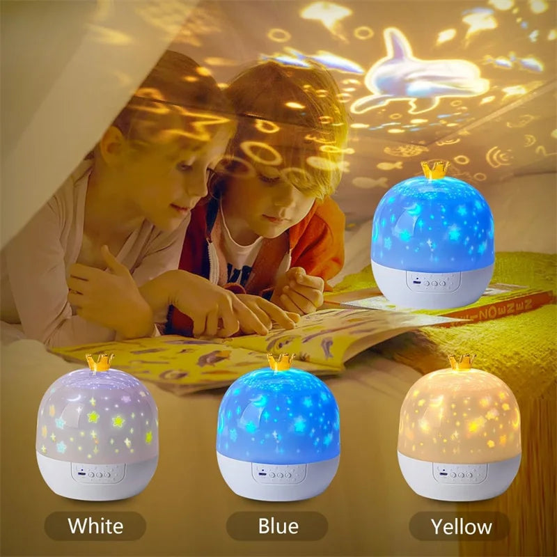 Crown Star Light Projection Rotating Star Ceiling Atmosphere Night Lamp