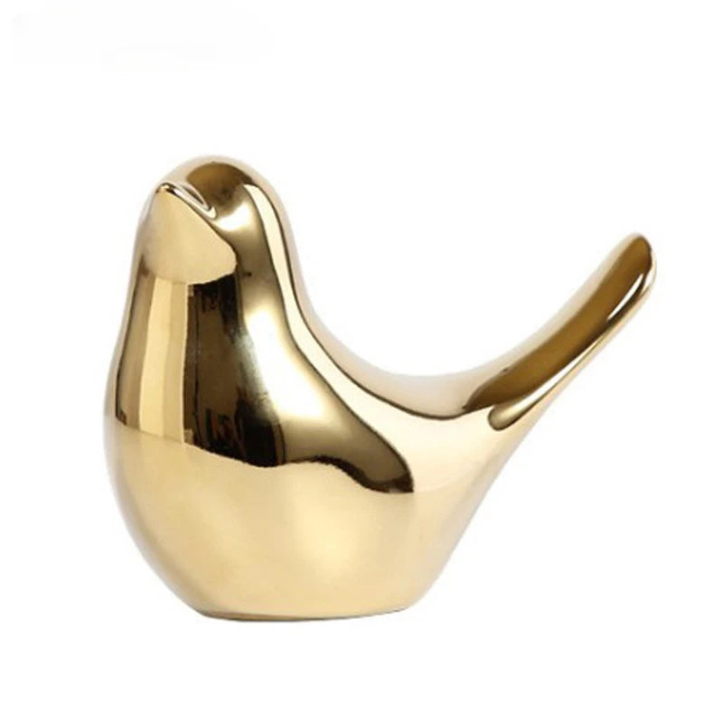 Bird Figurine 4 Sizes Ceramic Gold Animal Statue Royal Lights & Home Decor