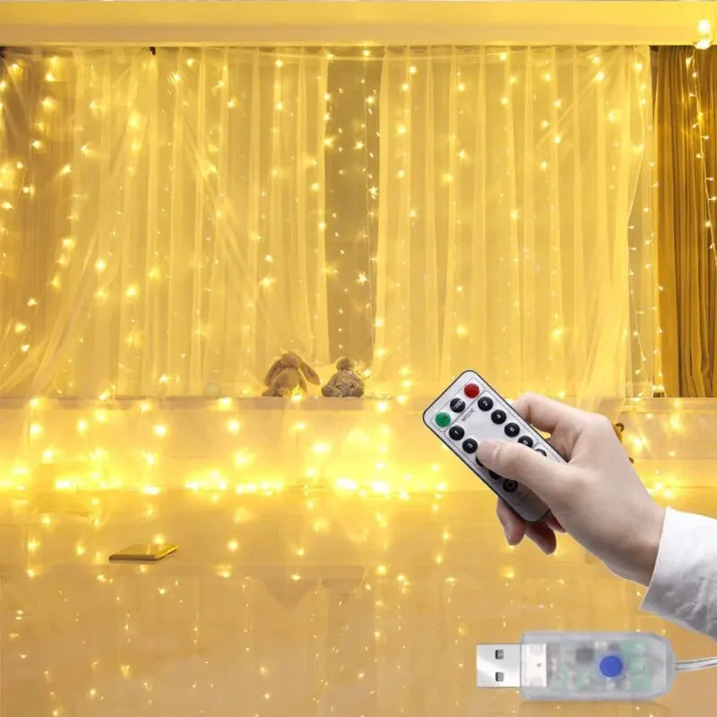 Led Silver Copper Wire Curtain Light