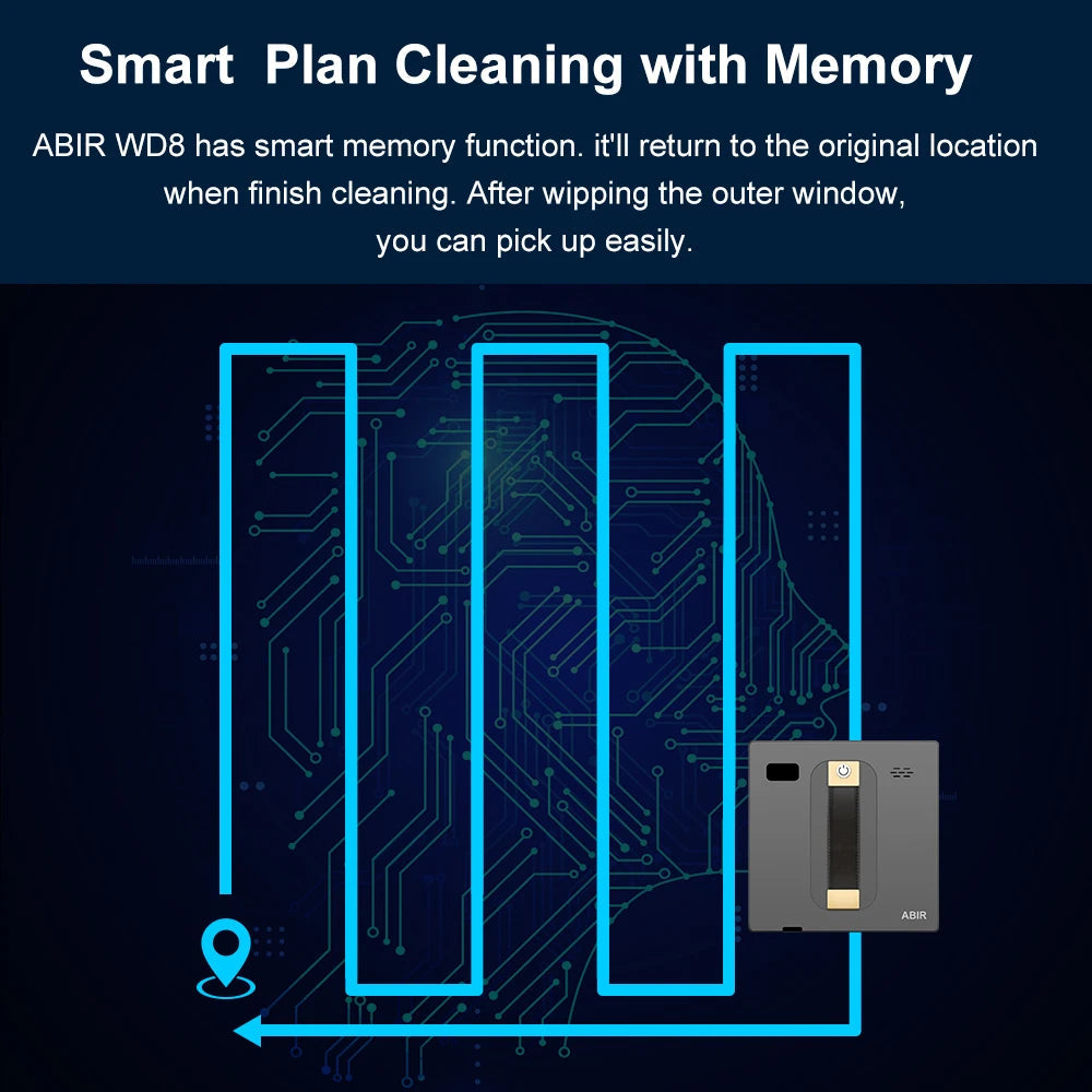 Robot Window cleaner Dual Water Spray, Smart Memory, High Vacuum Suction Royal Lights & Home Decor