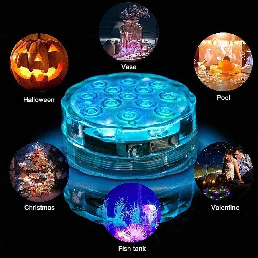 LED RGB Underwater Lights with Magnetic Suction Cups 16 Color Lights