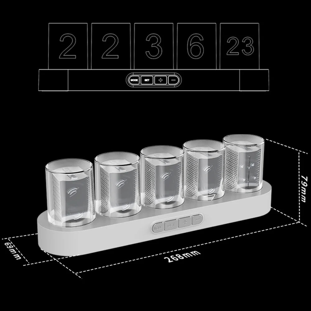 Digital Nixie Tube Clock with RGB LED Glows Royal Lights & Home Decor