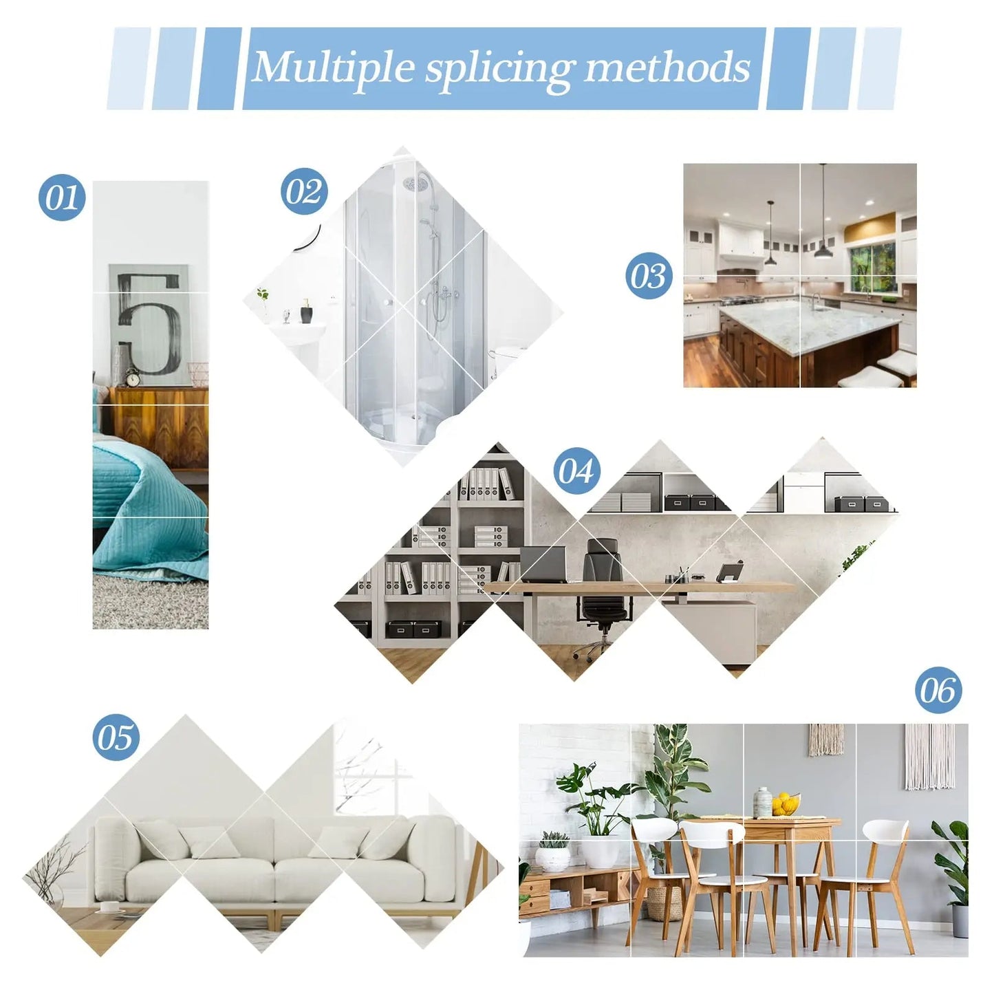 4PCs 3D Mirror Wall Stickers Royal Lights & Home Decor