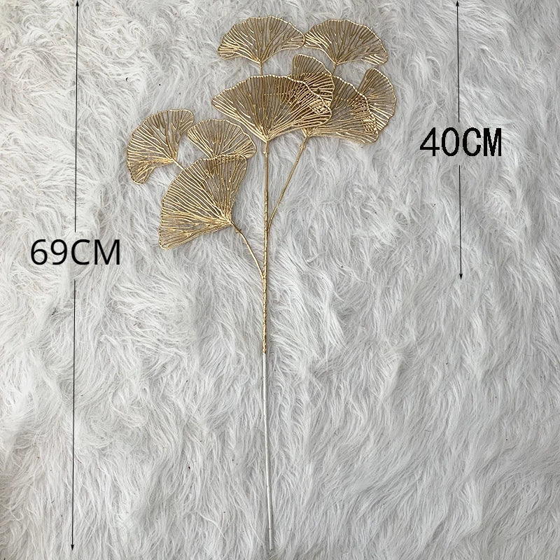 1PC Fan Leaf Netting Artificial Golden Flower Royal Lights & Home Decor