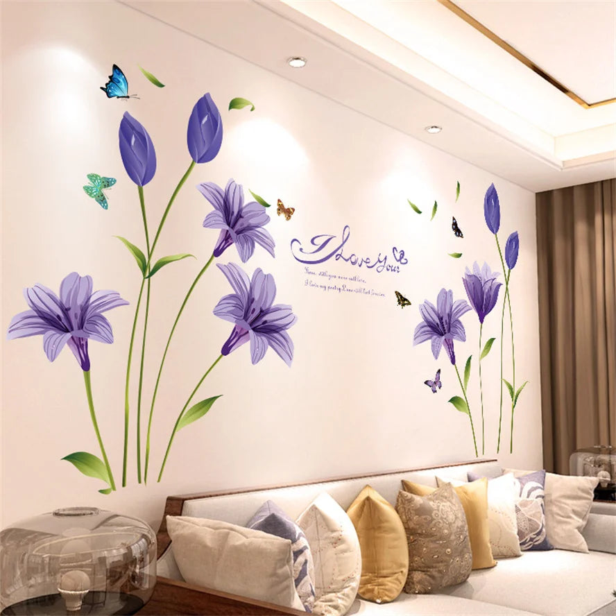 DIY Purple Lavender Living Room Wall Stickers Decoration Royal Lights & Home Decor